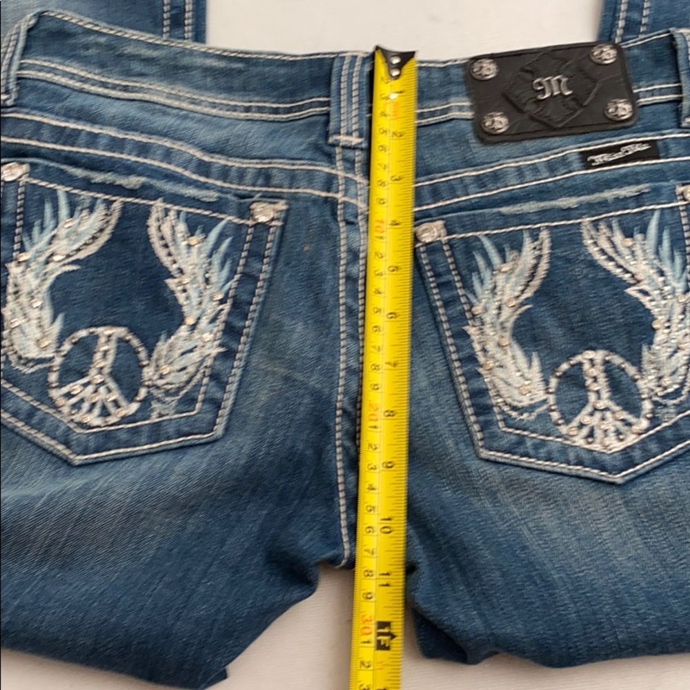 Miss Me JP5162 peace sign embroidered bootcut blue jeans 28x34 - Picture 15 of 15